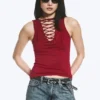 V-Neck Strap Top – Dark Red V-Neck Strap Top – Dark Red