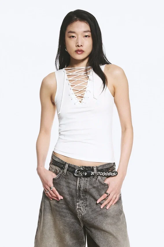 V-Neck Strap Top – White V-Neck Strap Top – White