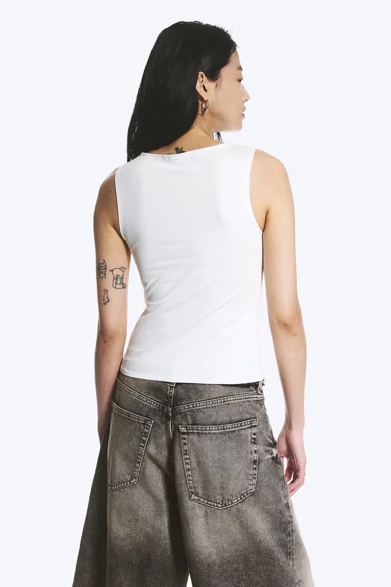 V-Neck Strap Top – White V-Neck Strap Top – White