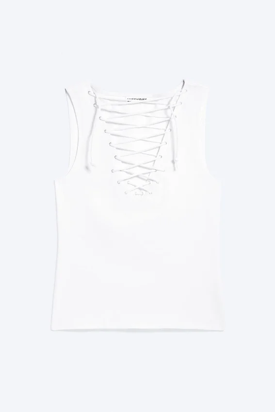 V-Neck Strap Top – White V-Neck Strap Top – White