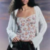 V-Neck Strap Top – White – Floral