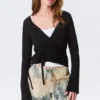 V-Neck Wrap Knit Cardigan – Black V-Neck Wrap Knit Cardigan – Black