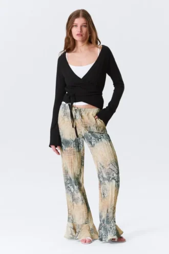V-Neck Wrap Knit Cardigan – Black