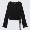 V-Neck Wrap Knit Cardigan – Black V-Neck Wrap Knit Cardigan – Black