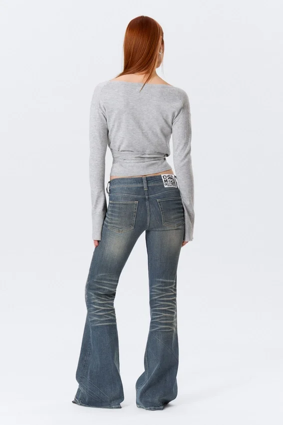 V-Neck Wrap Knit Cardigan – Grey Melange V-Neck Wrap Knit Cardigan – Grey Melange