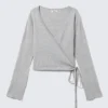 V-Neck Wrap Knit Cardigan – Grey Melange V-Neck Wrap Knit Cardigan – Grey Melange