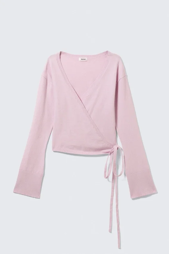 V-Neck Wrap Knit Cardigan – Light Pink V-Neck Wrap Knit Cardigan – Light Pink