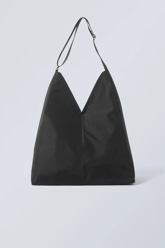 V-Shaped Nylon Shoulder Bag – Black V-Shaped Nylon Shoulder Bag – Black
