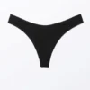 V-Shaped Thong Bikini Bottoms – Black