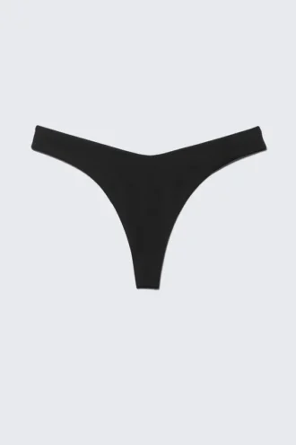 V-Shaped Thong Bikini Bottoms – Black