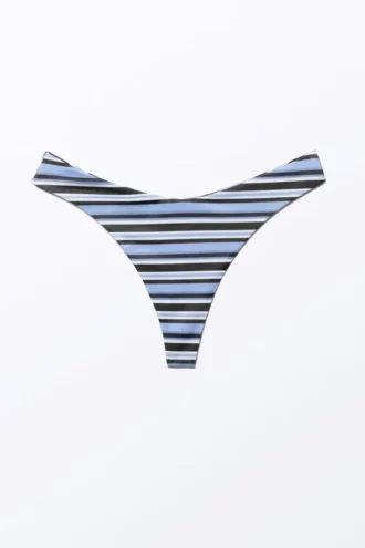 V-Shaped Thong Bikini Bottoms – Striped Blue V-Shaped Thong Bikini Bottoms – Striped Blue
