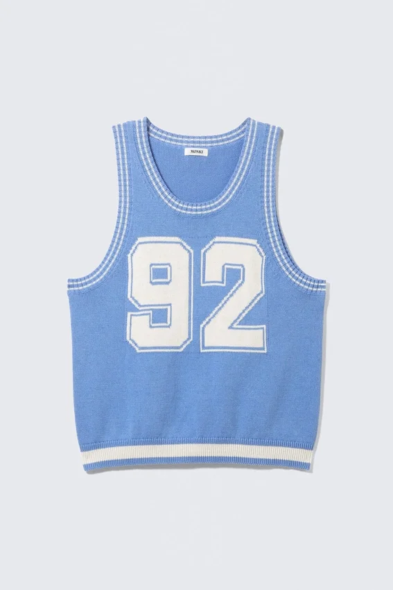 Varsity Knitted Tank Top – Light Blue & White – 92 Varsity Knitted Tank Top – Light Blue & White – 92