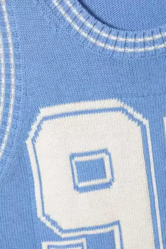 Varsity Knitted Tank Top – Light Blue & White – 92