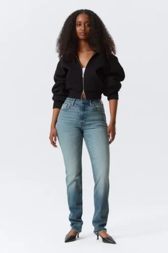 Vega Curve High Waisted Slim Jeans – Blue Horses – Medium Blue