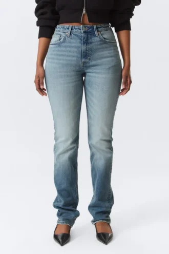 Vega Curve High Waisted Slim Jeans – Blue Horses – Medium Blue