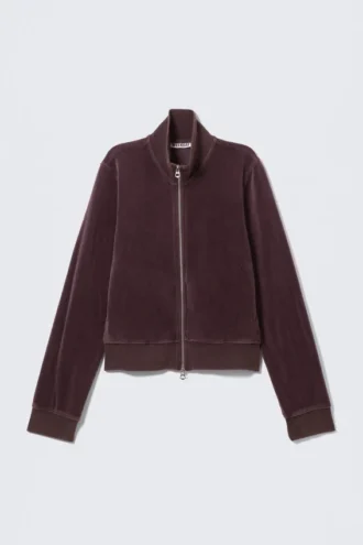 Velvet Track Jacket – Dark Plum