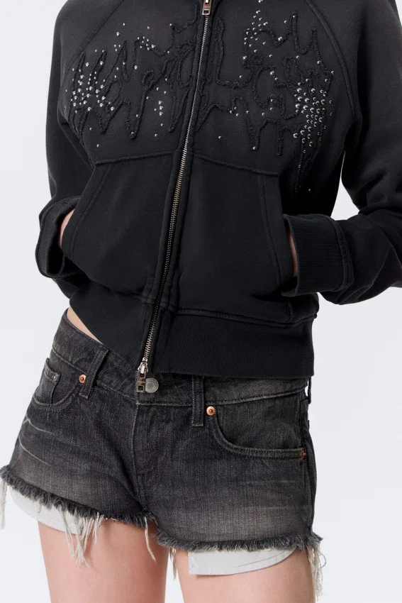 Venus Frayed Low Rise Denim Hotpants – Chelsea Black – Black Venus Frayed Low Rise Denim Hotpants – Chelsea Black – Black