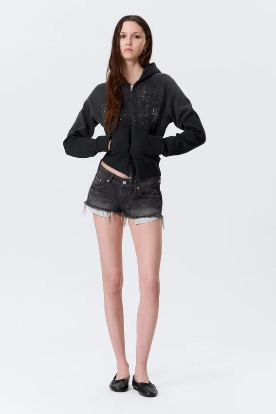 Venus Frayed Low Rise Denim Hotpants – Chelsea Black – Black Venus Frayed Low Rise Denim Hotpants – Chelsea Black – Black