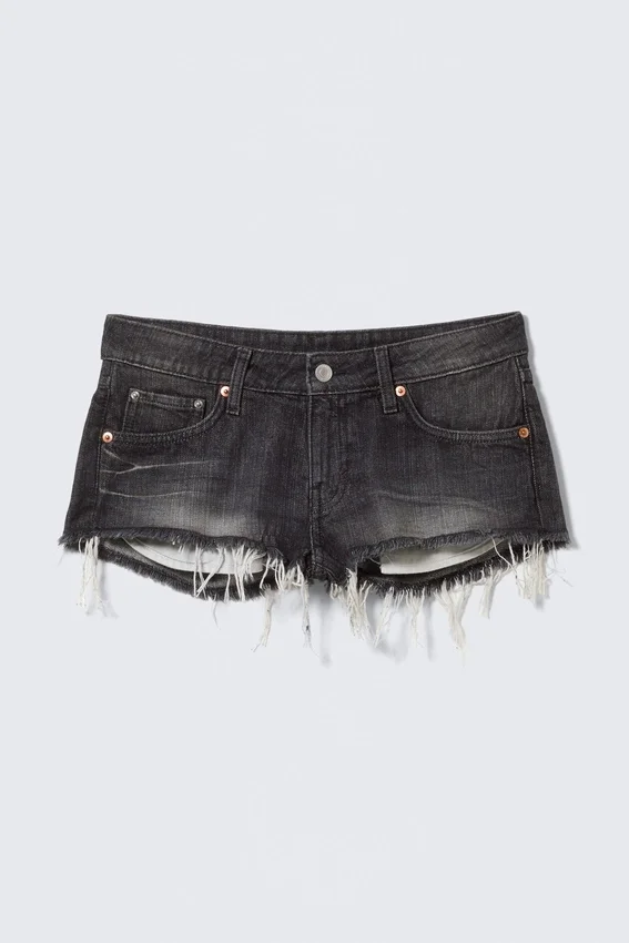 Venus Frayed Low Rise Denim Hotpants – Chelsea Black – Black Venus Frayed Low Rise Denim Hotpants – Chelsea Black – Black