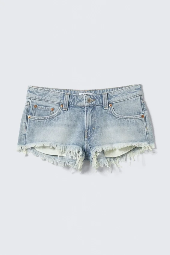 Venus Frayed Low Rise Denim Hotpants – Lip Blue – Light Blue Venus Frayed Low Rise Denim Hotpants – Lip Blue – Light Blue