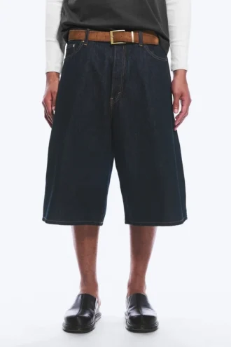 Void Mid Rise Loose Long Denim Shorts – Blue Rinse – Dark Blue