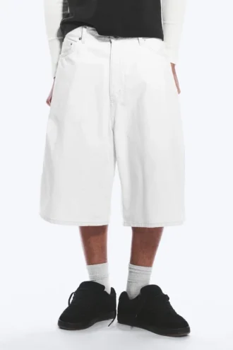 Void Mid Rise Loose Long Denim Shorts – Dirty White – White