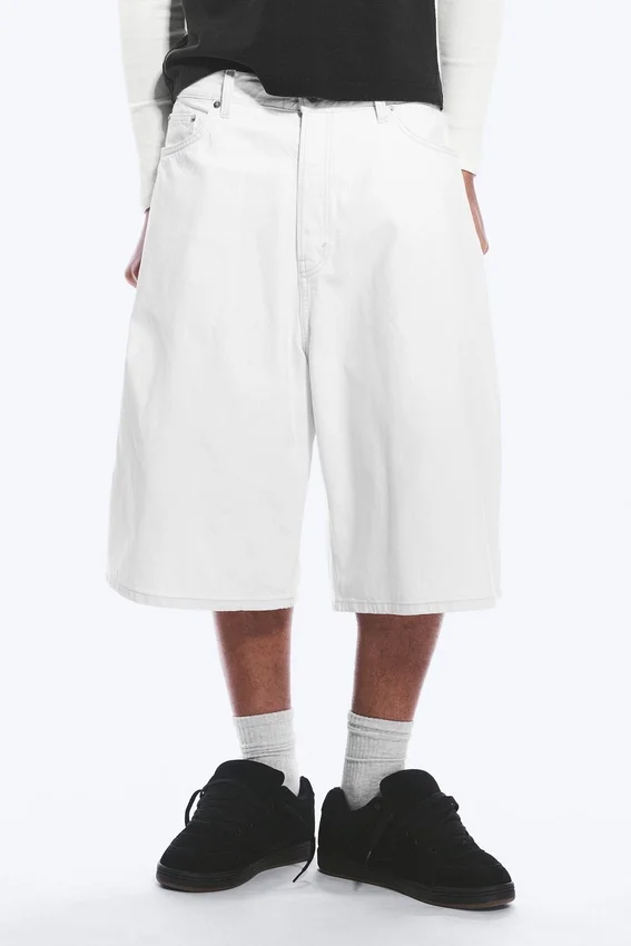 Void Mid Rise Loose Long Denim Shorts – Dirty White – White Void Mid Rise Loose Long Denim Shorts – Dirty White – White