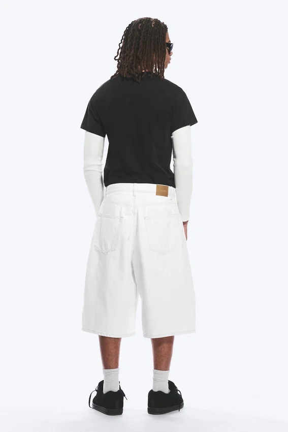 Void Mid Rise Loose Long Denim Shorts – Dirty White – White Void Mid Rise Loose Long Denim Shorts – Dirty White – White