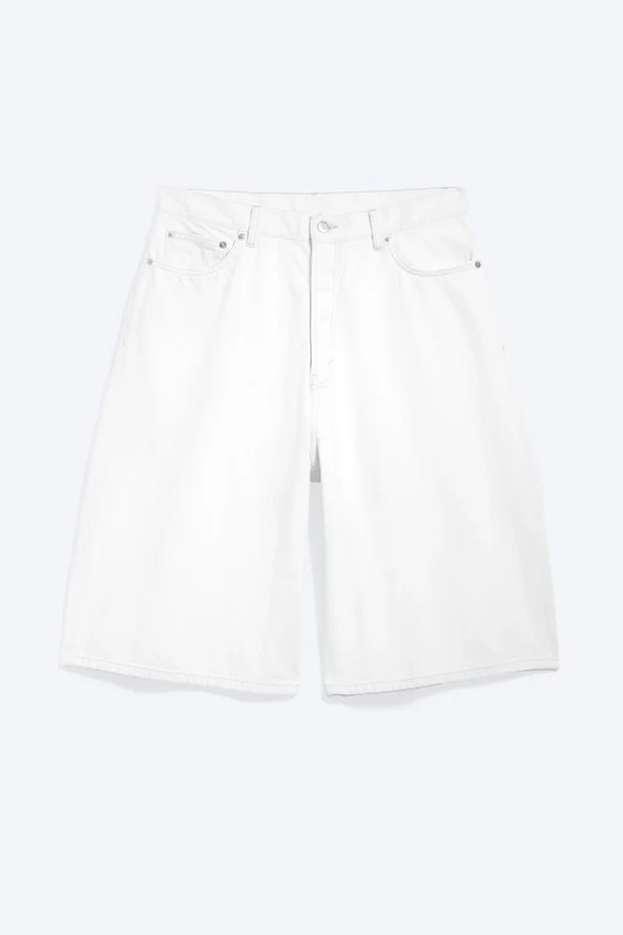 Void Mid Rise Loose Long Denim Shorts – Dirty White – White Void Mid Rise Loose Long Denim Shorts – Dirty White – White