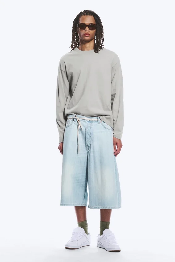 Void Mid Rise Loose Long Denim Shorts – Ghost Blue – Light Blue Void Mid Rise Loose Long Denim Shorts – Ghost Blue – Light Blue