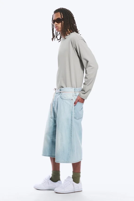 Void Mid Rise Loose Long Denim Shorts – Ghost Blue – Light Blue Void Mid Rise Loose Long Denim Shorts – Ghost Blue – Light Blue