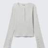 Waffled Long-Sleeved Henley Top – Grey Melange Waffled Long-Sleeved Henley Top – Grey Melange