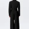 Waisted Linen-Blend Blazer – Black Waisted Linen-Blend Blazer – Black