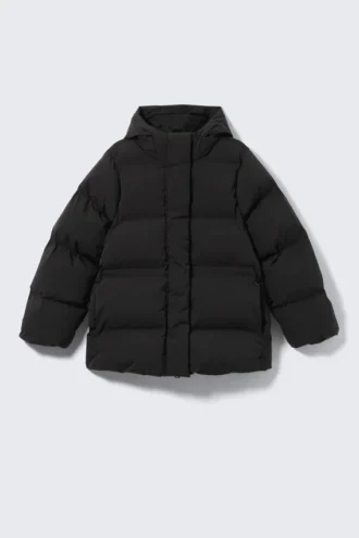 Waisted Puffer Jacket – Black