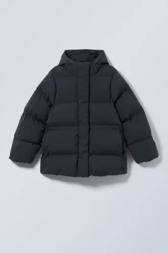 Waisted Puffer Jacket – Dark Blue