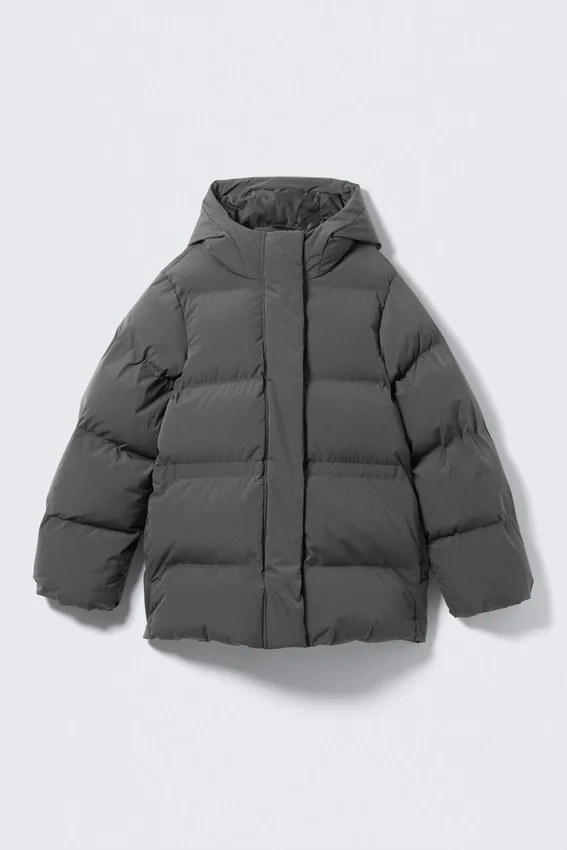 Waisted Puffer Jacket – Dark Grey Waisted Puffer Jacket – Dark Grey
