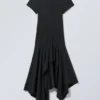 Washed Asymmetric Midi Dress – Washed Black Washed Asymmetric Midi Dress – Washed Black