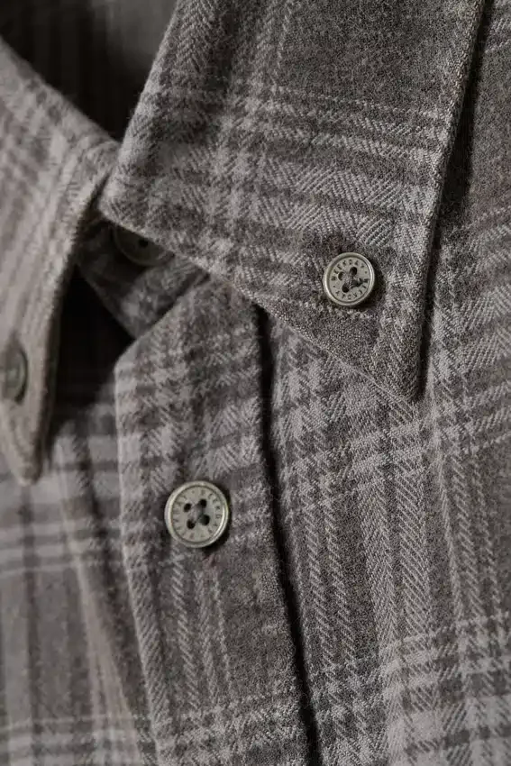 Washed Checked Button-Down Flannel Shirt – Checked Washed Grey Washed Checked Button-Down Flannel Shirt – Checked Washed Grey