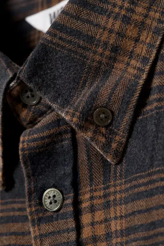 Washed Checked Button-Down Flannel Shirt – Checked Washed Navy/Orange Washed Checked Button-Down Flannel Shirt – Checked Washed Navy/Orange