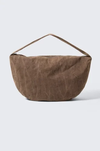 Washed Cotton Crossbody Bag – Dark Brown