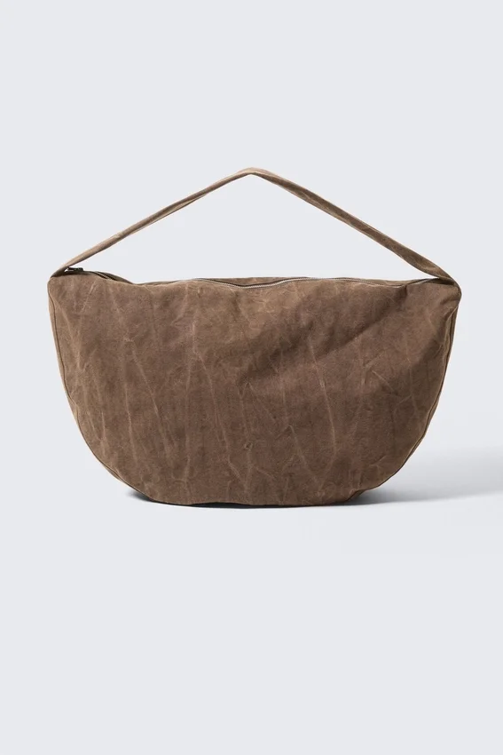 Washed Cotton Crossbody Bag – Dark Brown Washed Cotton Crossbody Bag – Dark Brown