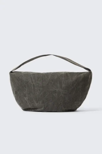 Washed Cotton Crossbody Bag – Dark Khaki Green