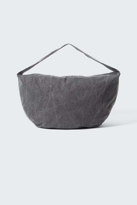 Washed Cotton Crossbody Bag – Washed Dark Grey Washed Cotton Crossbody Bag – Washed Dark Grey
