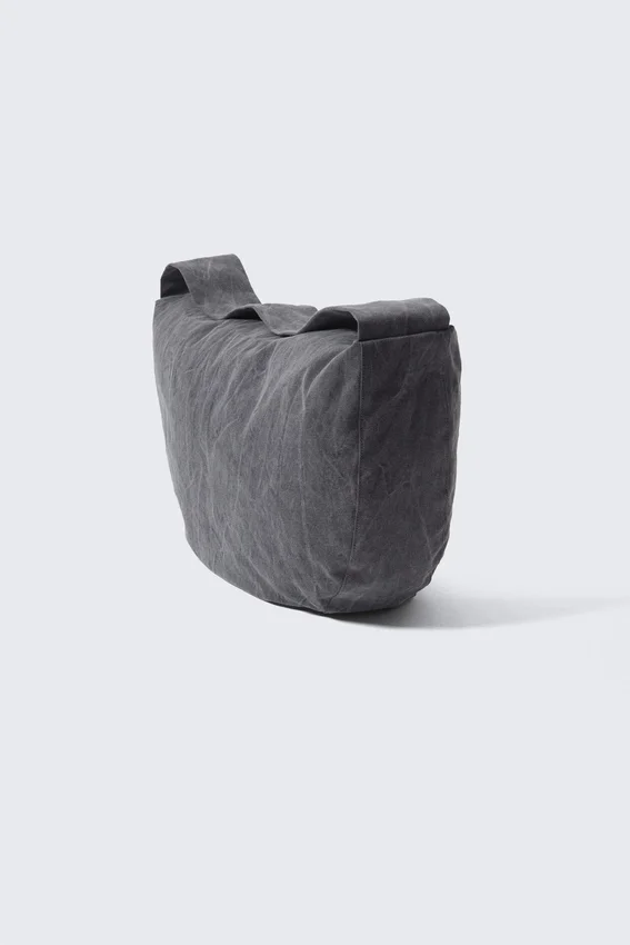 Washed Cotton Crossbody Bag – Washed Dark Grey Washed Cotton Crossbody Bag – Washed Dark Grey