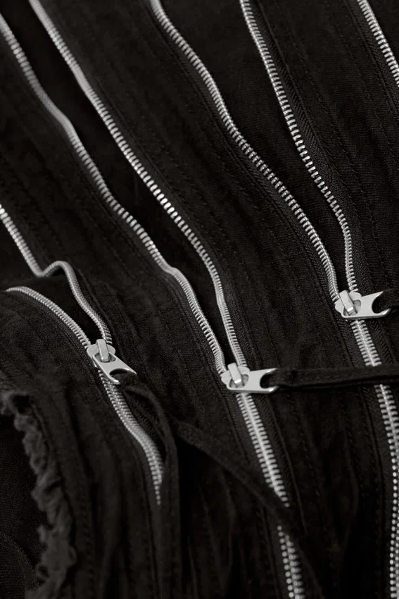 Washed Denim Multi Zip Bag – Black Washed Denim Multi Zip Bag – Black