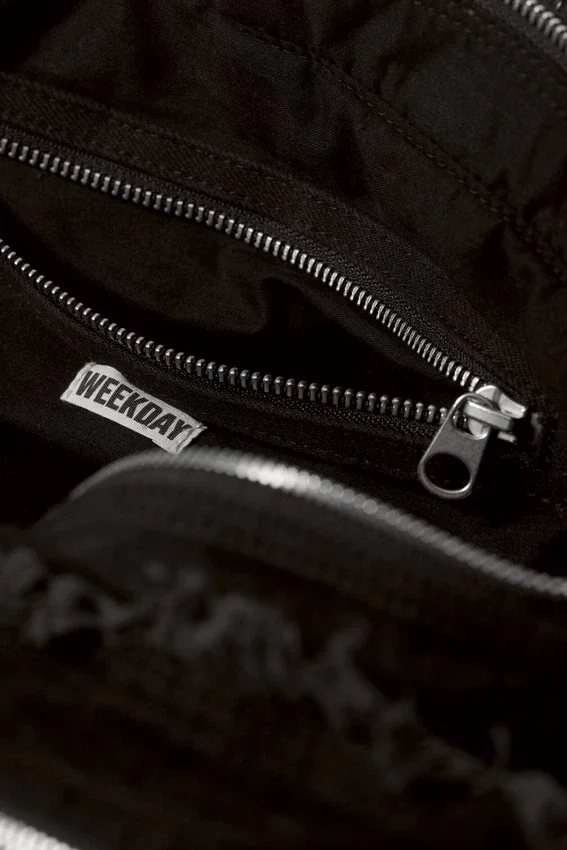 Washed Denim Multi Zip Bag – Black Washed Denim Multi Zip Bag – Black