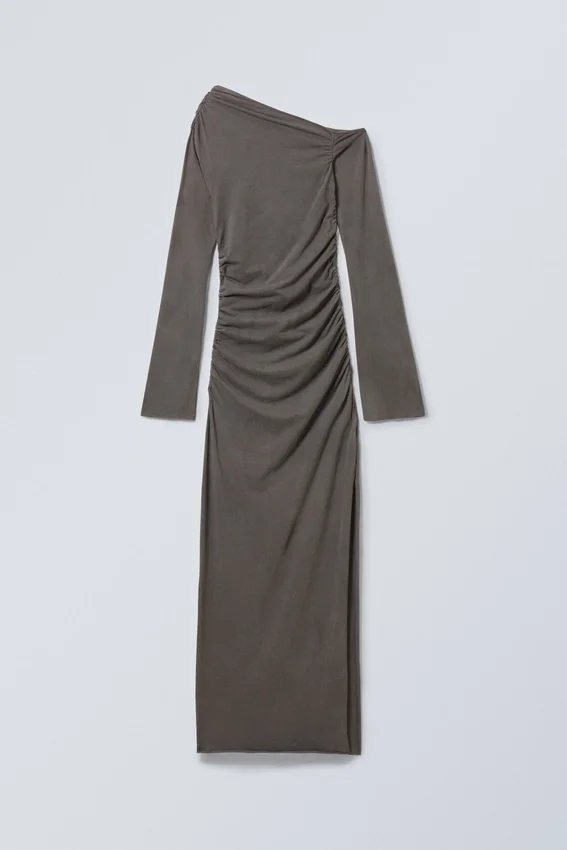 Washed Draped Maxi Dress – Washed Black Washed Draped Maxi Dress – Washed Black