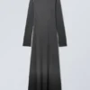 Washed Long Sleeve Maxi Dress – Dark Grey Ombre Wash Washed Long Sleeve Maxi Dress – Dark Grey Ombre Wash