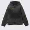 Washed Patchwork Zip Hoodie – Washed Dark Blue Washed Patchwork Zip Hoodie – Washed Dark Blue
