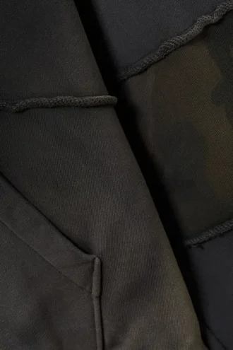 Washed Patchwork Zip Hoodie – Washed Dark Blue
